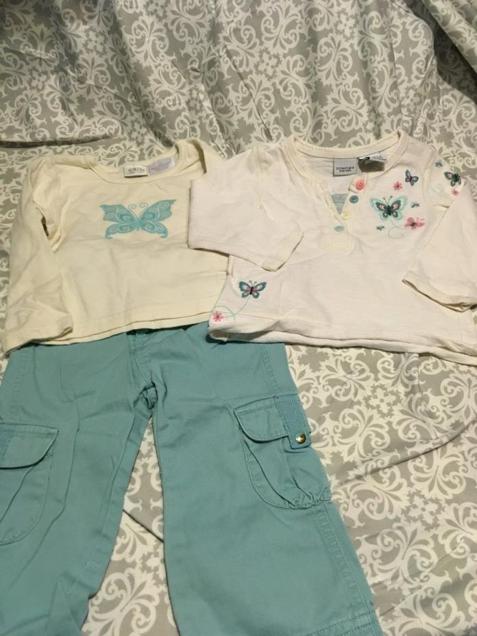 Baby Clothes- Lot 132-Teal PAnts and 2 shirts -18 months