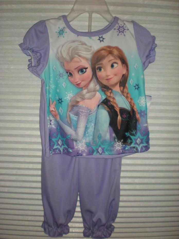 Disney Frozen Toddler 2T Girls Purple Short Sleeve Pants 2 Piece Pajama Set New