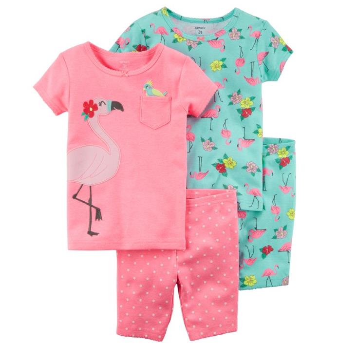 Carter's Baby Girl 4-Piece Pajama Set Flamingo (NWT)