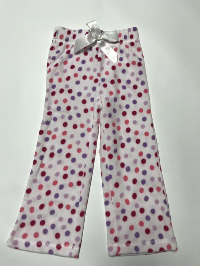 BRAND NEW Lands' End Toddler Girls Fleece Pajama Pants, Pink & Purple Dots, 3T