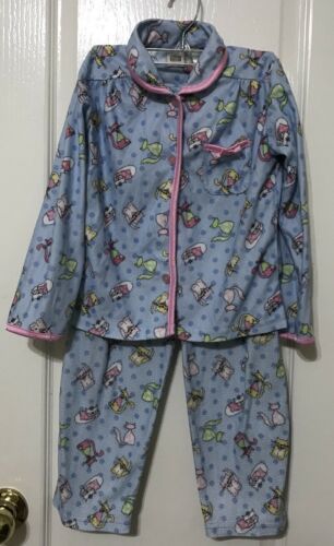 Faded Glory pajamas Girls Size 5T Flame Resistant Kitties Multi Colors M19