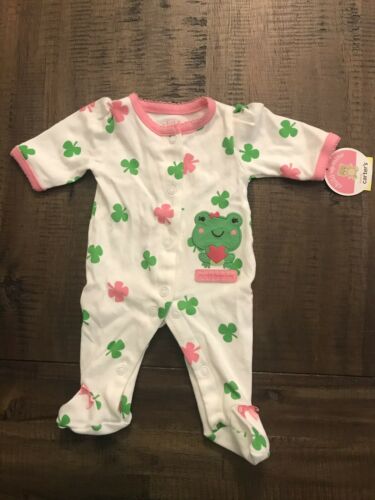 Carters Preemie Baby Girl My First St.Patrick’s Day Footed Pajama Sleeper
