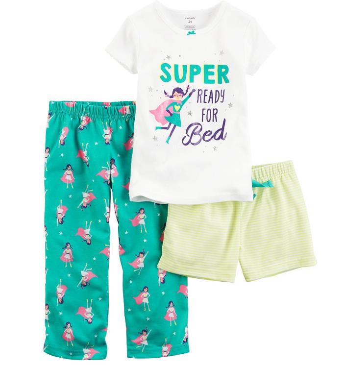 Carter's Toddler Girl Short Sleeve 3-Piece Pajama Set (NWT)