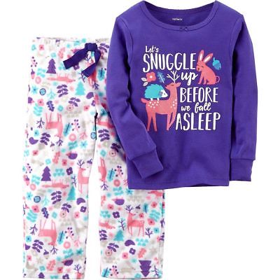 Carter's Girl's Let's Snuggle Animal Themed Cotton, Fleece Pajama Set, Size 5T