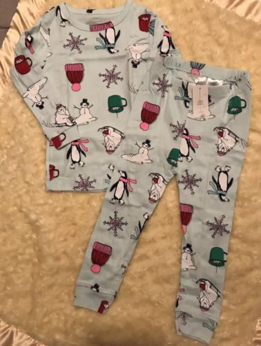NWT Gap Toddler Girl Sizes 2Yr/2T  2 Pc Pajama Pjs  Penguin Cocoa Hat Snowman