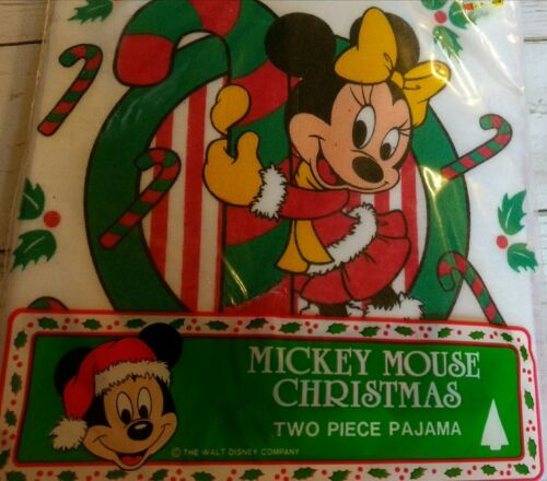 Disney Toddler Girl Pajama 2T 2 Piece Footed Minnie Christmas Lullaby Land VTG