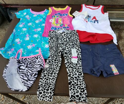 girls 4t new lot of 7 pajamas garanimal shorts jeggings swim top tank top cute