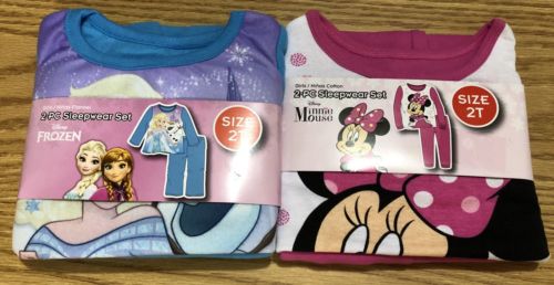2 Girl's Sz. 2T 2-Pcs. Sleepwear Set 1 Disney's Frozen & 1 Disney's Minnie Mouse