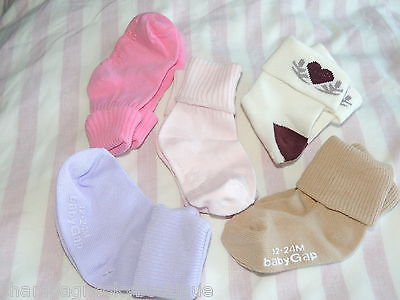 5 Pair Baby Girls Size 12-24 Months  OLD NAVY & BABY GAP Socks NEW