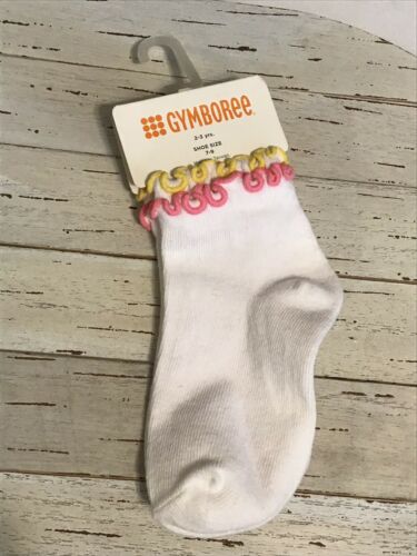 GYMBOREE~GIRL Hot Pink & Yellow Scalloped socks~2-3 Years~NWT