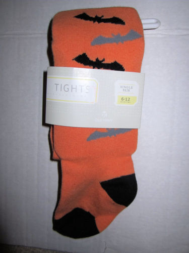 Old Navy Girls Heavy Orange Tights With Bats Halloween Size 6-12 Months NIP