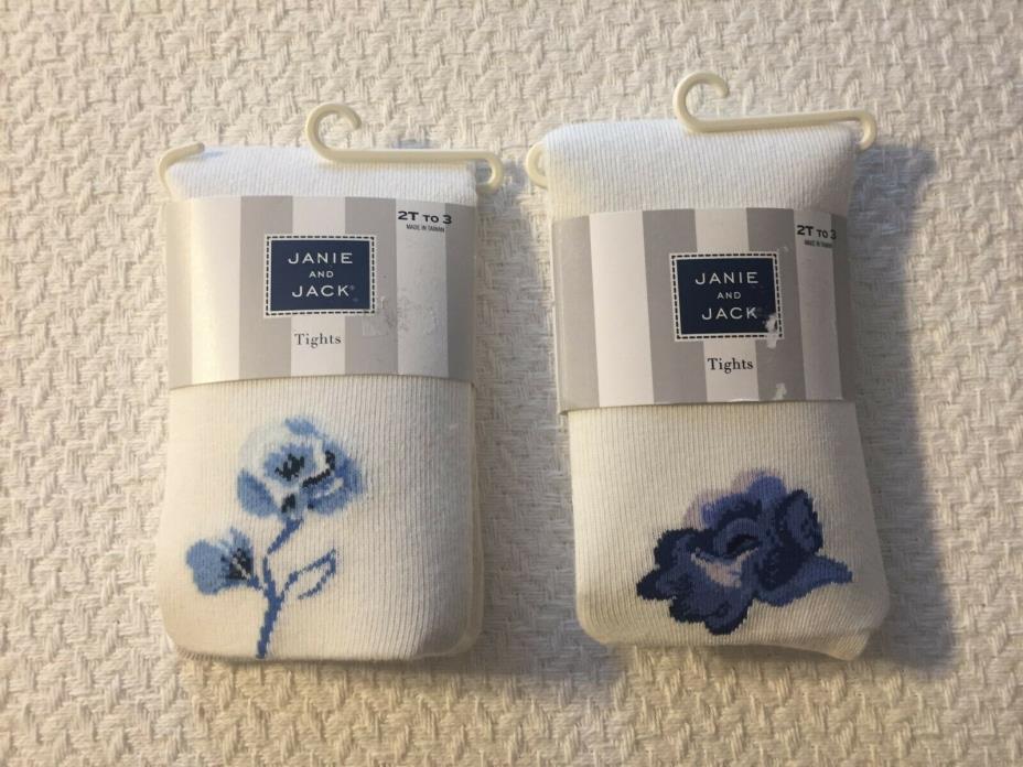 Janie and Jack Tights Floral Design Lot of 2 Pair size 2T-3T  NWT Free Shipping