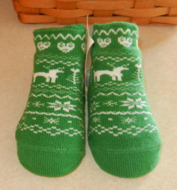 Fair Isle Baby Girl Boy Christmas Socks Size 0-12 Months Green