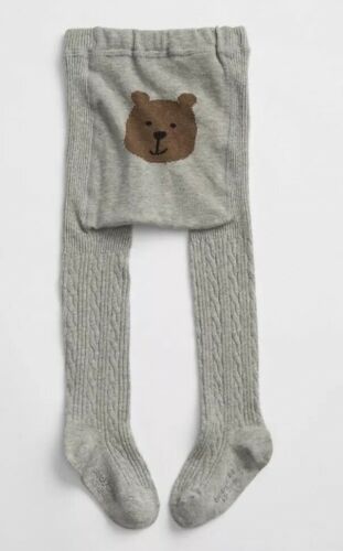 Baby Gap Girl Toddler Cable Knit Bear Tights Gray Size 4T - 5T / 4-5 Years NWT