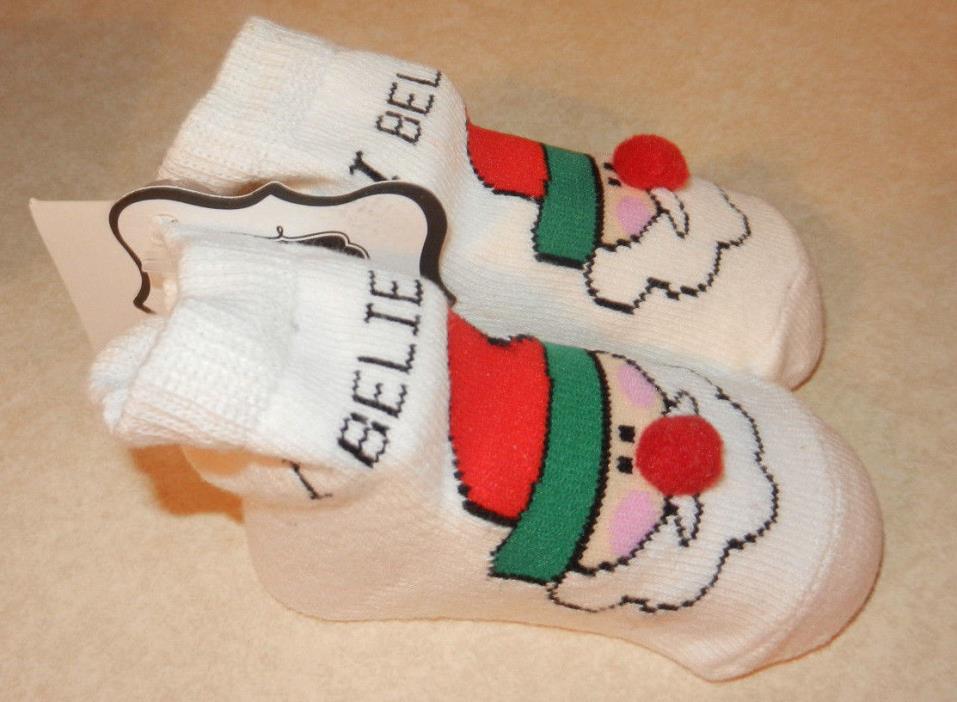 Mud Pie Baby Girl Boy Christmas Socks Santa I Believe Size 0-12 Months