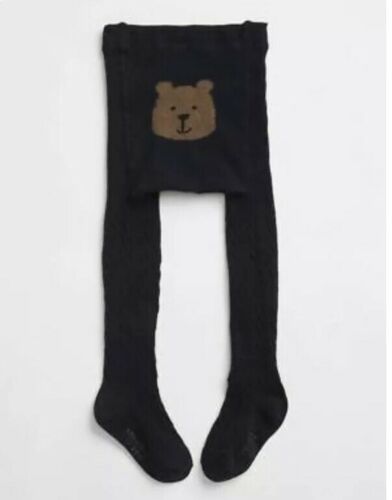 Baby Gap Girl Toddler Cable Knit Bear Tights Black Size 4T - 5T / 4-5 Years NWT