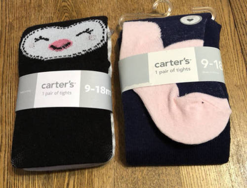 Carter's 2 Pair Baby Girl Tights 9-18 Months NEW Up to 28 Lbs.