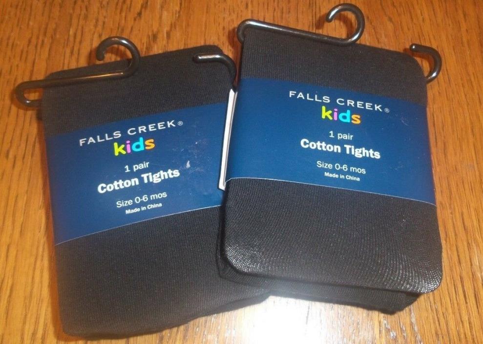 Size 0-6 Months, Fall's Creek Black Girls Cotton Tights 2 Packages