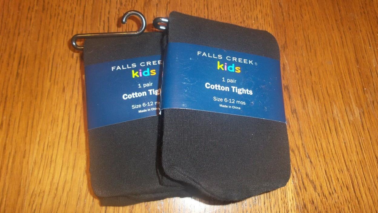 Size 6-12 Months, Fall's Creek Black Girls Cotton Tights 2 Packages