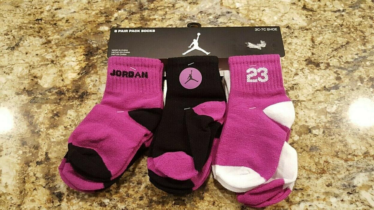 6 Pair Baby Jordan Socks - Size 3.4-5 /3C-7C Brand New Cute!