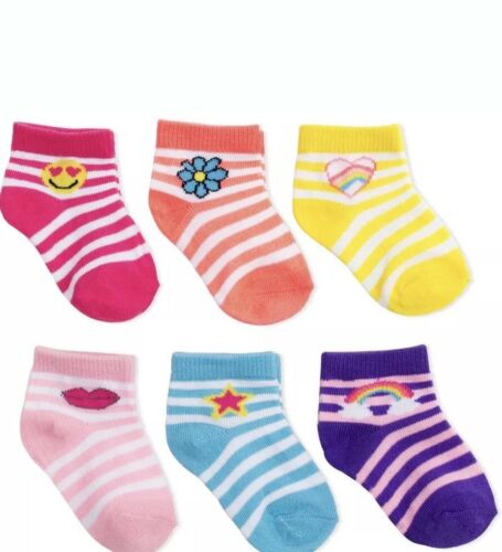 NWT 6 PAIRS OF BABY/ TODDLER GIRL  ANKLE SOCKS SIZE 18-36 MONTHS