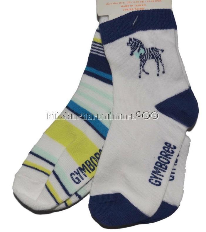 Gymboree Blue Safari 2T-3T Socks Set Giraffe Striped Shoe Size 7 8 9