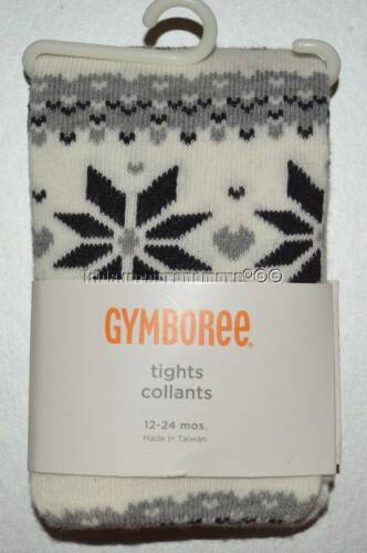 Gymboree All Dresses Up 6-12 mo Holiday tights Fair Isle Black Gray White New