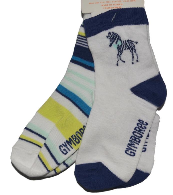 Gymboree Blue Safari 4T-5T Socks Set Giraffe Blue Striped Shoe Size 10 11