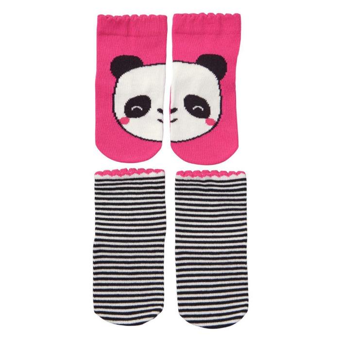 NWT!  GYMBOREE PANDA AND STRIPE GIRLS SOCKS - SIZE 0-6 MOS (Shoe Size 1-2)