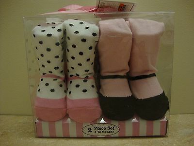 Baby Gear ~ 2 Pk.~ Infant Girls' Tights With Faux Shoes Sz. 0-12 Months ~ NWT