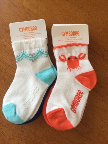GYMBOREE Girls Socks 4 pairs size 12-24 months, Crabs and Flamingos NEW