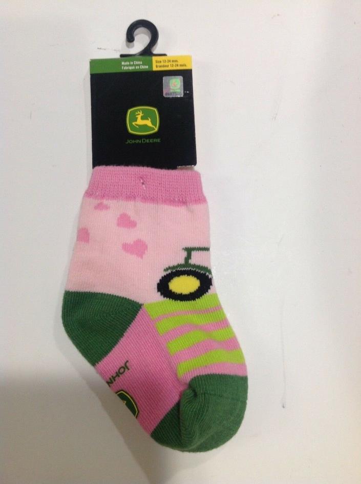 John Deere  infant socks Pink and Green Blended Cotton 12-24 Months