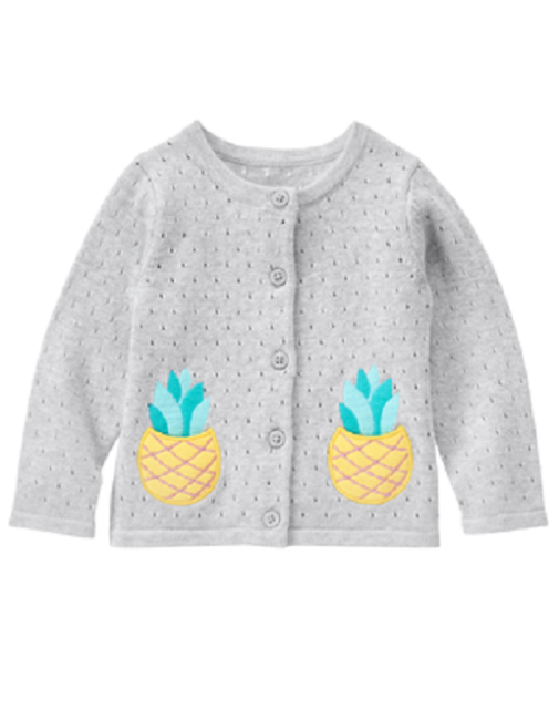 Gymboree Sugar Reef Pointelle Cardigan Sweater Pineapple Pockets NWT Hawaii Trip