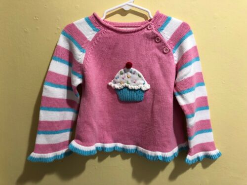 Zubels Designer Cupcake Girls sweater with button and stripes size 2
