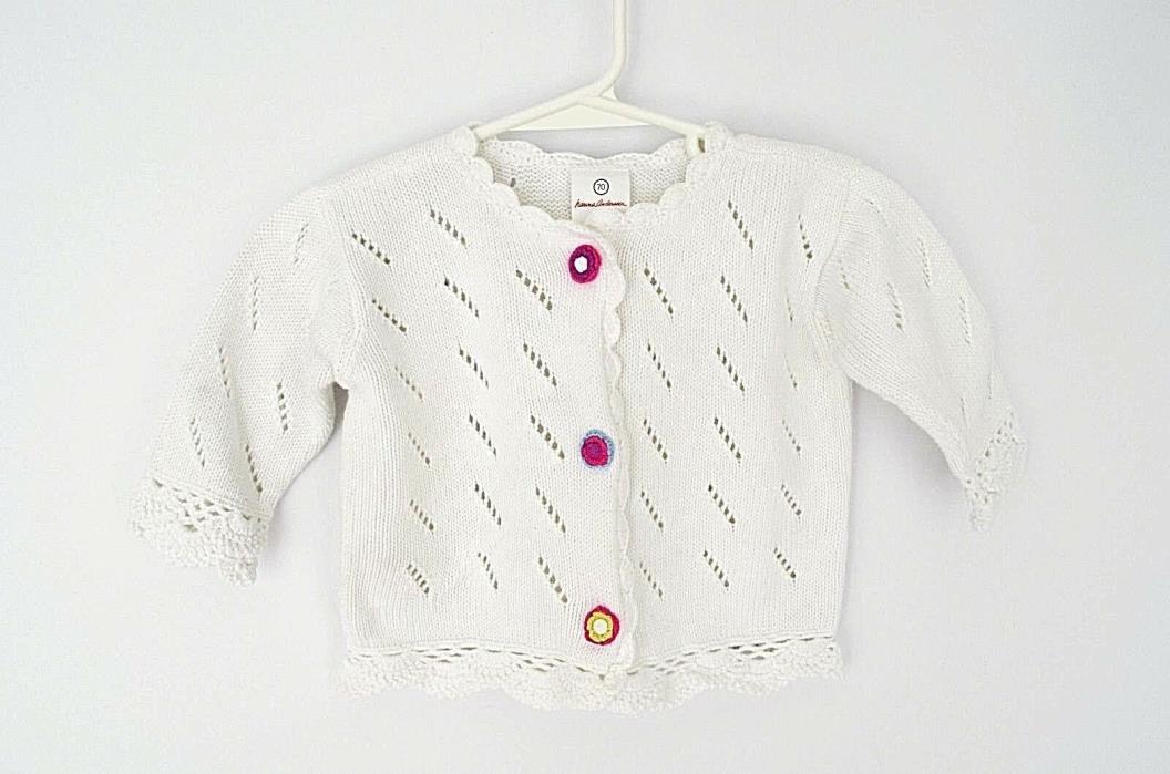 HANNA ANDERSSON Baby Pointelle White Buttons Knitted Lace CARDIGAN SWEATER 70