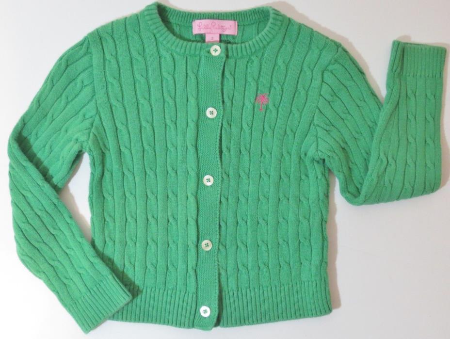 Lilly Pulitzer Toddle Girl's Size 2 Green Cable Knit Button Cardigan Sweater