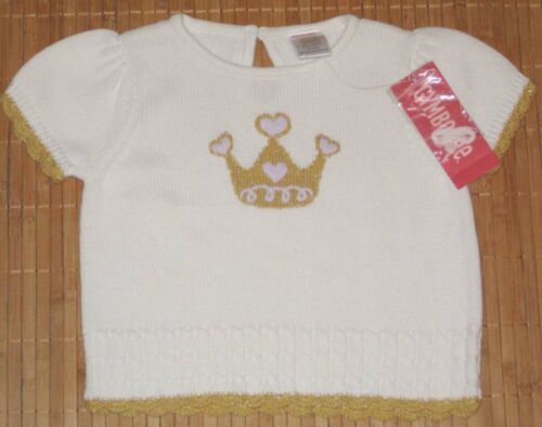 New Gymboree Royal Gardens Gold Crown Sweater Short Sleeves Sweater Sz 12-18 M