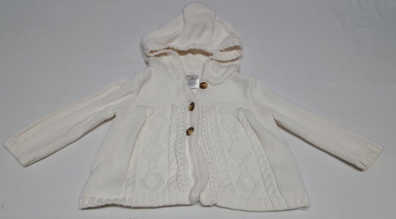 Carter's Girl's Off-White Hooded Cardigan Size 6 Months EUC