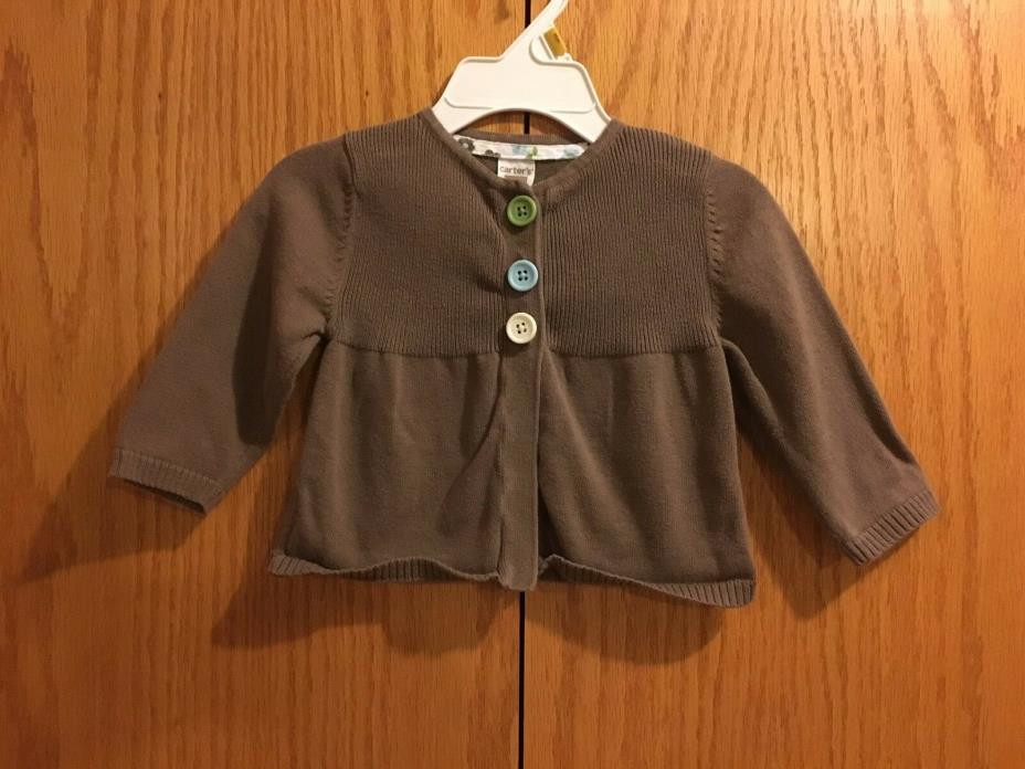 Girls Carter's Brown Cardigan Sweater Size 9 Months
