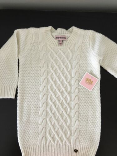 Brand New Juicy Couture Girls  Baby White 100% Wool Sweater  Size 6/12 M