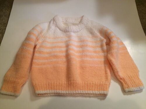 Vintage Handmade 18 24 White Peach Pink sweater. Stripe