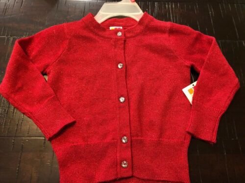 New Healthtex Baby Toddler Girl Sparkle Glitter Shiny Red Sweater Sz 18 Months