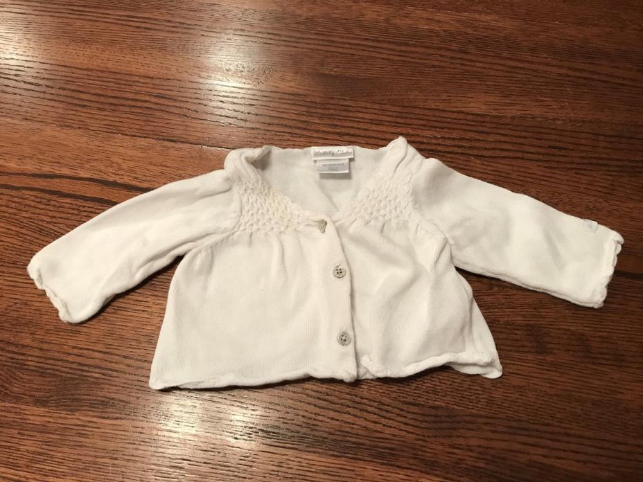 Infant Girls White Lullaby Club Sweater Newborn Long Sleeve 100% Cotton