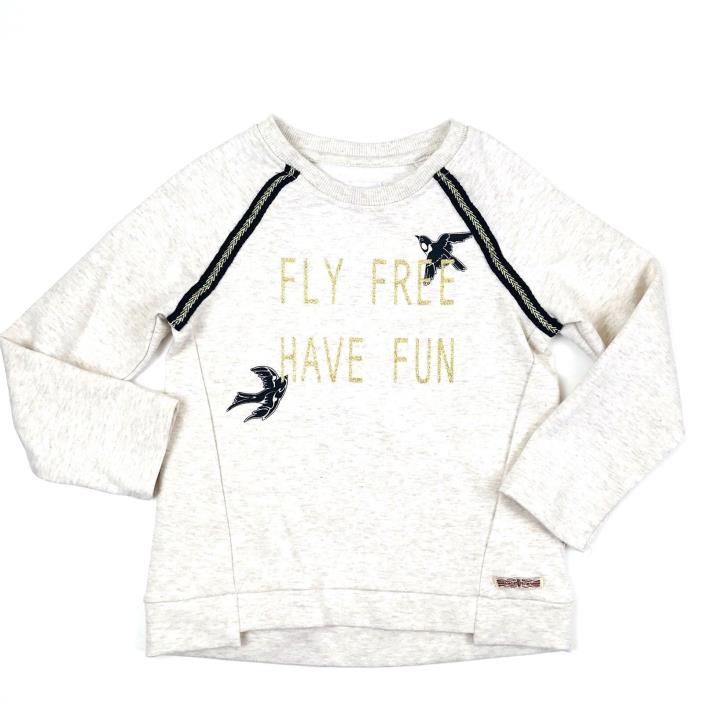 Hudson Pullover Sweatshirt Size 3T Toddler Girls Heather Beige Embroidery