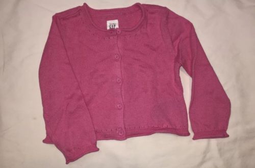 Baby GAP Girls 18-24 Months Pink Soft Cardigan Sweater Open Stitch Detail