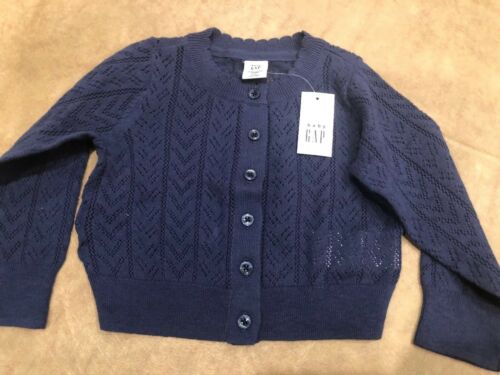 NWT Baby Gap girl SPRING navy blue cotton cardigan EASTER sweater 18 24 month