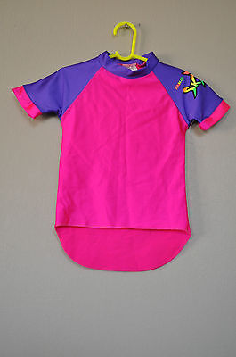 Radicool Rash Guard SPF Swimwear Pink Purple Hi Low Surf Swim UPF Shirt - Size 4