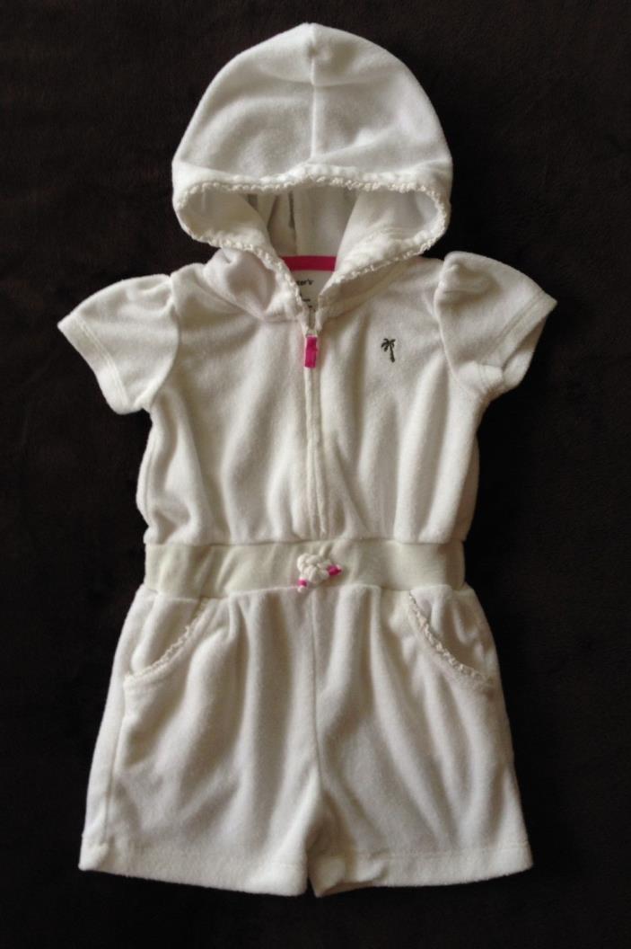 CARTERS Swimsuit Coverup Baby Girls Size 6 Months Shorts White Hood Carter's EUC