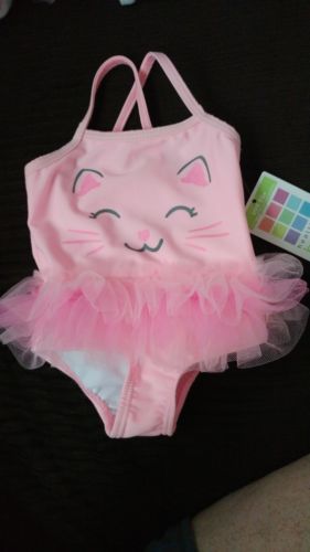 0-3 Month Baby Girl Pink Kitty Bathing suit