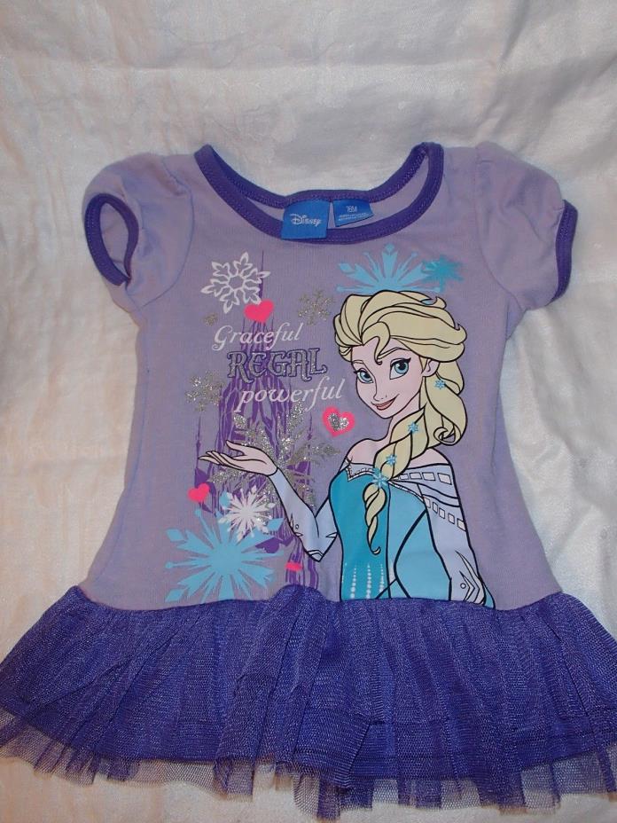 Kids Clothes Disney Frozen Elsa Purple Ruffle Edge Short Sleeved Shirt 18 months